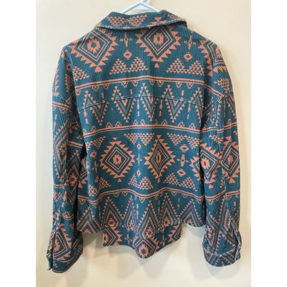 Dusty Corduroy Teal Sunset Aztec Western Jacket Women's Sz S - Picture 11 of 12